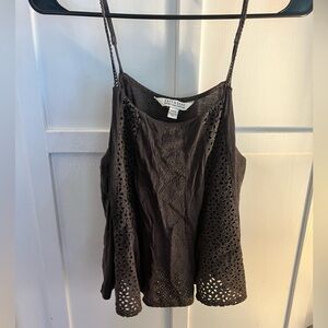 American Eagle Cropped Babydoll Crochet Layered Tank